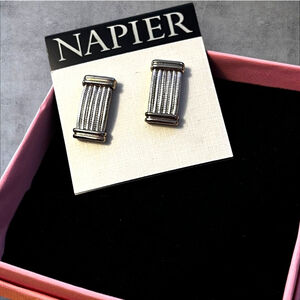 Napier Vintage Statement Earrings, Silver & Gold Tone, Pierced